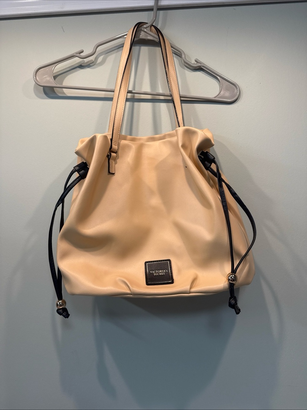 Nwot Victoria Secret Cinch Top Bare Tote Purse Bag Shoulder Beige Nude Handbag